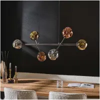 Meubelplaats Hanglamp Molecule 6 lampen mix glass - Artic zwart