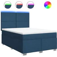 vidaXL Boxspringbed met matras, blauw, 160x200 cm, gestoffeerd
