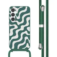 IMoshion Siliconen design hoesje met koord voor de Samsung Galaxy S24 - Petrol Green Groovy