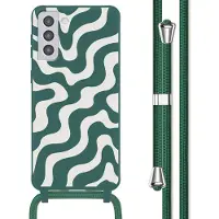 IMoshion Siliconen design hoesje met koord voor de Samsung Galaxy S21 Plus - Petrol Green Groovy