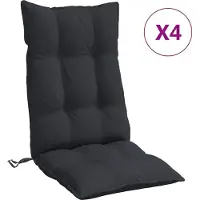 vidaXL Stoelkussens 4 st hoge rug oxford stof zwart