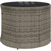 vidaXL Tuinbank met tafel en kussens rond poly rattan grijs