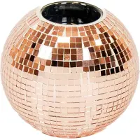 Housevitamin Kaarshouder - Waxinelicht - Disco - Glas - Lichtroze - 10,5x10,5x8,5cm