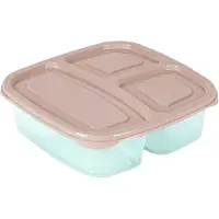 PlasticForte Vershoudbakje 3-vaks - 1ST - 1,2L - meal prep - herbruikbaar - taupe - vaatwasser bestendig - magnetron bakjes