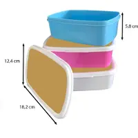 MuchoWow Broodtrommel Blauw - Lunchbox Okergeel - Kleur - Herfst - Geel - Effen - Kleuren - Brooddoos 18x12x6 cm - Brood lunch box - Broodtrommels voor kinderen en volwassenen