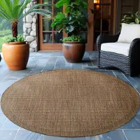 Muratap Solid binnen en buiten rond vloerkleed indoor & outdoor laagpolig effen beige- 120 cm rond