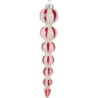 Clayre & Eef Kerstbal Overig Ø 4x18 cm Wit Rood Glas Kerstballen