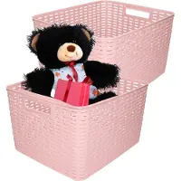 PlasticForte Opbergmand - 4x - Kastmand - rotan kunststof - oud roze - 28 Liter - 34 x 40 x 23 cm