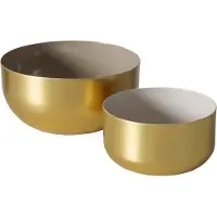 Boltze Theelichthouder goudkleurig , set van 2 formaten . Lucy bowl