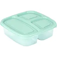 PlasticForte Vershoudbakje 3-vaks - 1ST - 1,2L - meal prep - herbruikbaar - mint groen - vaatwasser bestendig - magnetron bakjes