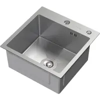 ML-Design Inbouwspoelbak 45x45 cm zilver met rvs afvoer en overloop ML-Design