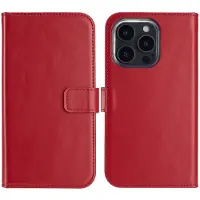 Selencia Echt Leren Bookcase voor de Apple iPhone 16 Pro - Rood