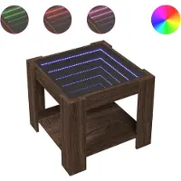 vidaXL Salontafel met LED 53x53x45 cm bewerkt hout bruin eikenkleurig