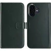 Selencia Echt Leren Bookcase voor de Apple iPhone 16 - Groen