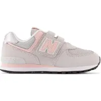 New Balance Kids Leren 574 Core Hook & Loop grijze sportschoenen (32.5 W), Leer, Plat, Klittenband, Casual, Grijs, k PV574V1