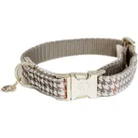 Kentucky Dogwear - Hondenhalsband Pied De Poule - Beige - Maat XL - 45-75cm - Hondenriem