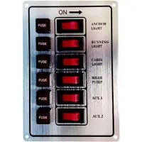 Goldenship Aluminium 6 Switches Panel With Fuse Holders 15a 12v Zilver 115 x 167 mm