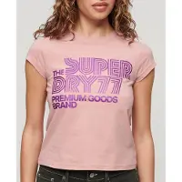 Superdry T-shirt met Retro-glitterlogo Roze Grootte: 44