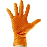 JBM Oranje Wegwerphandschoenen Van Nitril 7.0mil Diamanttextuur 90 Eenheden