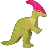 Sonstige Verlage Dinos - Parasaurolophus - 12X2X14Cm - Houten Figuur - Handgemaakt