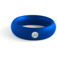 Black Label - Donut Cockring met Sierkristal - Mat blauw 47.5 mm