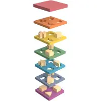 TickiT Regenboogvormige houten stapelblokken, 1 stuk, Hout, Meerkleurig