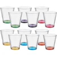 Vivalto Waterglazen/drinkglazen Colorama - 12x - transparant kleurenmix - 310 ml - 9 cm - Drinkglazen
