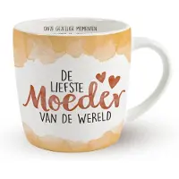 Miko Cadeau koffie/thee mok moeder - wit/oranje - lieve mama - porselein - Moederdag - feest mokken