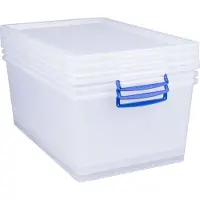 Really Useful Box Really Useful Boxes stapelbare opbergboxen, transparant, met deksel, 62 l, 3 stuks
