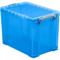 Really Useful opbergdoos, kunststof, met deksel, transparant blauw, 19 l