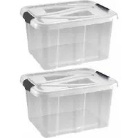 Hega hogar 2x Stuks kunststof stapelbare opbergbakken 30 liter 49 x 39 x 26 cm - Opbergbox