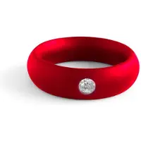Black Label - Donut Cockring met Sierkristal - Mat rood 47.5 mm