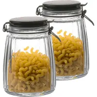Urban Living Weckpot/inmaakpot - 2x - 1,5L - glas - met beugelsluiting - mat zwarte deksel