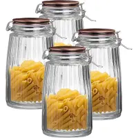 Urban Living Weckpot/inmaakpot - 4x - 1,8L - glas - beugelsluiting - koperen deksel