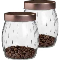 Urban Living Voorraadpot/bewaarpot Beau - 2x - 2L - glas - koperen deksel - D13 x H22 cm