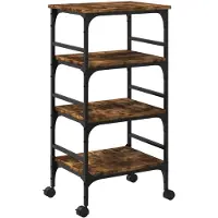 vidaXL Keukentrolley 45x35x89,5 cm bewerkt hout gerookt eikenkleurig