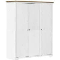 vidaXL Kledingkast BODO 146x53,5x173 cm massief grenenhout wit bruin