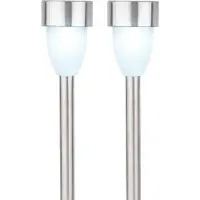 Lumineo Prikspot - solar - LED - RVS - 36 cm - 2x- Tuinverlichting - Tuinlampen - Solarlampen op zonne-energie