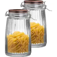 Urban Living Weckpot/inmaakpot - 2x - 1,8L - glas - beugelsluiting - koperen deksel