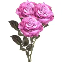 Emerald Kunstbloem roos Pascal - 3x - roze - 65 cm - decoratie bloemen