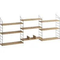 CALICOSY Hangende wandplank 9 planken eikenhouten decor l216 cm laba