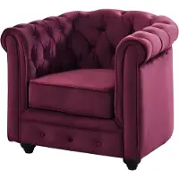 Vente-unique Fauteuil CHESTERFIELD - velours - paars
