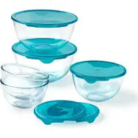 Pyrex - Set van 5 mengkommen met deksel, "Prep & Store" - Transparant - Gemaakt van borosilicaatglas