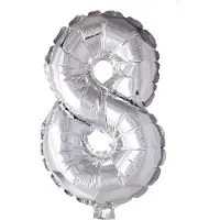 Wefiesta Cijfer ballon nummer '8' zilver folie 40cm geschikt voor Helium