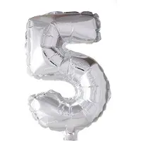 Wefiesta Cijfer ballon nummer '5' zilver folie 40cm geschikt voor Helium