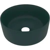 vidaXL Wastafel rond 40x15 cm keramiek mat donkergroen