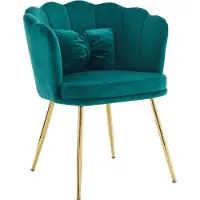 Merax Velvet Fauteuil - Moderne Stoel met Vlinderkussen - Groen met Gouden Poten