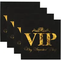 SANTEX VIP thema feest servetten - 40x stuks - 33 x 33 cm - papier - goud/zwart themafeest - Feestservetten