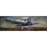 Karo-art Schilderij - Metaalschilderij - Amerikaans gevechtsvliegtuig, 180x60cm