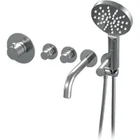 Brauer Chrome Edition thermostatische inbouw regendouche SET 12 met 30 cm douchekop en plafondarm en 3-standen handdouche en doucheslang en wandaansluitbocht chroom